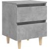 vidaXL Comodino con Gambe in Pino Massello Grigio Cemento 40x35x50 cm