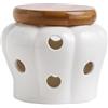 Yawdil Barattolo in ceramica bianca per aglio con coperchio, squisito barattolo vuoto per aglio e zenzero, candela paralume per uso domestico