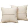 KIJING 2 federe per cuscino in finta pelle, decorazione moderna, 45 x 45 cm, per divano, sedia, letto (avorio)