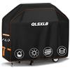 QLSXLB Copertura Barbecue da Esterno, Robusto Tessuto Oxford 600D Telo Impermeabile Protettivo 152x68x119cm, Copri Griglia BBQ con Sfiato Aria Antivento Anti Pioggia Polvere Sole Neve Nero
