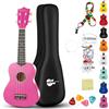 Everjoys Soprano ukulele kit principiante per bambini adulti studenti con lezione gratuita online 51 cm Ukelele borsa da gioco cinghia adesivi plettro panno per lucidatura, serie arcobaleno Ukalale (viola