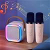 WYFCR Microfono Karaoke per Bambini, con 2 microfoni wireless, Macchina Karaoke Portatile con Luce LED ed Effetti di Cambio Voce, per e feste di compleanno(Rosa)
