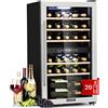 KLARSTEIN Cantinetta Vino, Cantinetta Vino Refrigerata a Zona Doppia per Interno/Esterni, Frigo Bar, Cantina Vino con Vetrina, Mini Bar con Protezione UV, Frigo Vino Touch, 5-22°C, 29 Bottiglie
