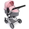 Bayer Chic 2000 - Passeggino per bambole Mika, 2 in 1 per bambini dai 4 agli 8 anni, grigio melange rosa, 73 x 41 x 82 cm