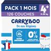 Carryboo - Pannolini taglia 4+ (9-20 kg) - Sani e ultra assorbenti - 12 ore anti perdite - Senza sostanze indesiderate - Made in France - Prezzo accessibile - 126 pannolini usa e getta - Confezione 1