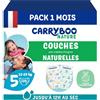 Carryboo - Pannolini misura 5 (12-25 kg) - Pelle sensibile - Naturale e ultra assorbente - 12 ore a prova di perdite - Senza ingredienti indesiderati - Made in France - 120 strati - Confezione 1 mese