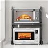 ABCOOL Rastrelliera retrattile regolabile a 2 assiali da cucina e forno a microonde, espandibile e regolabile in altezza in acciaio al carbonio, piano di lavoro con 3 ganci a clip, supporto per forno