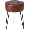 IBUYKE Faux Leather rotondo poggiapiedi sgabello, trucco Vanity Sgabello Side Table, PU Dressing Table Seat, Pouf Couch Sgabello, gambe in acciaio dorato, marrone scuro