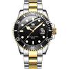 OLEVS Orologio da uomo in argento, grande viso in acciaio inox, classico facile da leggere orologio da polso di lusso da uomo, 5885-quadrante nero/oro bracciale argento, Standard