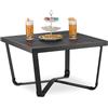 Relaxdays Tavolino da Balcone, HLP: 38x62x62 cm, Tavolo Basso da Giardino, Plastica Effetto Legno e Acciaio, Nero