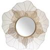 DRW Specchio da Parete a Forma di Fiore in Metallo Dorato 69 x 4,5 cm