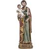 DRW Statuina di San Jose con il bambino in resina dipinta a mano stile tessuto goffrato 20 cm