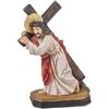 DRW Figura di Gesù con la Croce Strada al Monte del Calvario in Resina Dipinto a Mano 12 cm