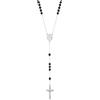 Supcare Collana Donna Uomo Rosario Cattolico. Collana Acciaio Inossidabile con Perle di Vetro Nero Preghiera Medaglia Miracolosa. Crocifisso Collana Croce Uomo Argento con Gesù. Gioielli Religiosi.