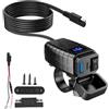 WIYETY Presa USB per moto: PD3.0 + QC3.0 caricabatteria da auto presa con tensionimetro a LED, ricarica rapida per auto, camper, moto, barca, yacht