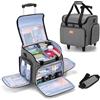 Luxja Borsa Tote per Insegnanti con Carrello Staccabile, Borsa per Insegnante con Ruote con Tasche Multiple e Cuscinetto di Supporto Inferiore, Grigio