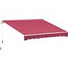Outsunny Tenda da Sole 4x2.5 m con Braccio Avvolgibile, Tenda Parasole da Esterno a Manovella in Alluminio e Tessuto Poliestere 280g/㎡, Protezione UV, per Giardino, Balcone e Terrazza, Rosso Scuro