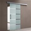 doporro Porta Scorrevole per Interni in Vetro Satinato a Righe 90x215 cm con Binario in Alluminio | Chiusura Ammortizzata e Distanziale da 25 mm - Amalfi13