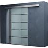 maimai Mai & Mai Porta Scorrevole in Vetro 102.5x215cm, Porta Scorrevole in Vetro Satinato 8mm in 5 Strisce con Binario e Maniglia Per Asta per Bagno Cucina Studio Ufficio, Amalfi TS13H-1025 MSLG