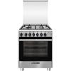 Glem Gas SA664MI6 Cucina Gas 4 Fornelli Forno Elettrico 67L Nero Acciaio Inox 60cm