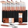 Fuumuui Set Pennelli Pittura Acrilica - 26 Pennelli per Dipingere Professionali per Pittura Acrilico, Ad Olio, a Guazzo con borsa di tela e spatole per pittura | Pennello per Dipingere, Pennelli Pittura Olio