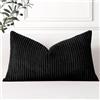 Artscope 1 Pezzi Federe per Cuscini in Velluto a Coste Elegante Copricuscini Decorativo per Domestica Soggiorno Camera da Letto Divano 40x60cm, Nero