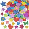 Suofuolef Adesivi in schiuma glitterata, 4 motivi con stelle colorate, cuore, farfalle, fiori adesivi per bambini/decorazioni da parete/fai da te/decorazione artigianale