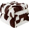 HOZY Coperta Plaid Pile, Coperta Matrimoniale 220 x 240 cm Flanella, Coperta Divano Super Grande Caldo Morbida - Brown Cow Pattern Cartoon