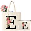 Tarklanda Borsa Tote Tela con Iniziale, Borsa Shopper con Lettere, Tote Bag Donna Personalizzata con Nome, Regalo per Donna, Amica, Mamma, Regali di Compleanno, Festa della mamma (E)