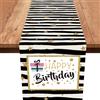 Xinvery Runner da tavolo nero e oro, per compleanno, decorazione da tavolo, per bambini, ragazze, ragazzi, compleanni, feste, 180 x 35 cm, 30303