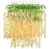 NatureMan Confezione da 12 fiori artificiali da appendere, 1,9 m, glicine ratta ratta da appendere, in seta, per feste di nozze, giardino, decorazione da parete esterna (champagne)