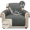 Granbest Copridivano impermeabile 1 posto, coprisedia antiscivolo con cinghie elastiche, protezione per divano lavabile per bambini, animali domestici, cani, gatti (1 posto, grigio)