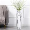 Leewadee Vaso Bianco Decorativo Per Fiori O Pampas Da Interno Da Terra, Alto 65 cm, Resina