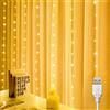 Kimuwote Tenda Luci LED, 1x1m 100LED Tenda Luminosa, Luci per Tende a LED, Catena luminosa per Esterni, Interni, Matrimonio, Feste, Natale, Camera (Bianco Caldo)