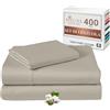 Pizuna Linens Pizuna Set Lenzuola letto singolo Cotone 90x200 cm Gris Pardo 400 fili