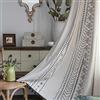 USTIDE Tende bohémien nere e bianche sporche, lunghe 180 cm, in cotone e lino, semi-oscuranti, con nappe, tasca per asta, tende geometriche per soggiorno, camera da letto, casa colonica, decorazione 1
