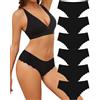 ALL OF SHE Mutande da 6 Slip da Donna Senza Cuciture con Bordi ondulati Intimo Culotte Senza Cuciture con Bordi ondulati Multipack S-XL