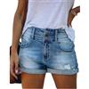 Generic Pantaloncini casual in denim da donna, a vita alta, jeans estivi strappati, orlo sfilacciato, ragazza, jeans, pantaloncini, jeans, pantaloncini da donna, pantaloncini da donna, pantaloncini sexy, b, s