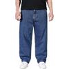 VaiKanhai Pantaloni in jeans larghi, alla moda, casual, da uomo, dritti, grandi, da uomo, Blu scuro, XXL