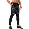 Ruowuhen Leggings Sportivi Uomo, 2 in 1 Pantaloni a Compressione con Pantaloncini, Asciugatura Rapida Calzamaglia for Corsa Jogging Palestra Camouflage S