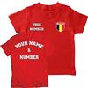 lepni.me Maglia da Calcio per Bambini Belgio T-Shirt | Il Tuo Nome e Numero | Bandiera Belga, Distintivo | Campionato Europeo di Calcio 2024 (7-8 Anni Rosso Multicolore)