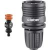 Claber 8592 Presa a Rubinetto 1"-3/4" con snodo & 91009 Goccia a Raccordo Automatico, Nero