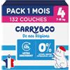 Carryboo - Pannolini misura 4 (7-18kg) - Sani e ultra assorbenti - 12 ore Anti perdite - Senza sostanze indesiderabili - Made in France - Prezzo accessibile - 132 pannolini usa e getta - Confezione 1