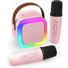 Koolcover Mini macchina per karaoke per bambini e adulti, altoparlante Bluetooth portatile con 2 microfoni wireless, giocattoli regalo di compleanno per ragazze dai 4, 5, 6, 7, 8, 9, 10 + feste in