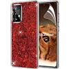 OKZone Cover per Samsung Galaxy A52 [con Pellicola Proteggi Schermo], Custodia Lucciante con Brillantini Glitters Ultra Sottile Designer Case Cover (Rosso)