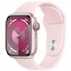 Apple Watch Series 9 GPS 41mm Cassa Alluminio Rosa Cinturino Sportivo Rosa Chiaro - S/M