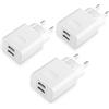 KenSera Caricatore USB, 3-Pack 12W Presa per iPhone 14 13 12 11 Pro Max/XS/XR/X/8/7/6/6S Plus/5S/5C/iPad, Samsung Galaxy, 2-Port Alimentatore Spina Ricarica Adattatore Muro Carica Spinotto Caricabatterie