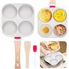 Yuragim Padella Pancake, Padella per Pancake Antiaderente, Padella per Frittata 4 Fori Pentola Pancakes Induzione per Colazione Uova Fritte Bistecca Hamburger per Induzione e Gas (Bianco)