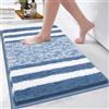 Pauwer Tappetino da bagno morbido in microfibra, soffice, antiscivolo, assorbente, lavabile, spesso, per vasca da bagno, doccia, per bagno (blu, 45 x 65 cm)
