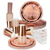 NEFLSI Stoviglie Per Feste Oro Rosa,Party Tableware 125 Pezzi Carta Set Piatti bicchieri compleanno Set per Nuziale Doccia, Fidanzamento, Matrimonio(25 Ospiti)